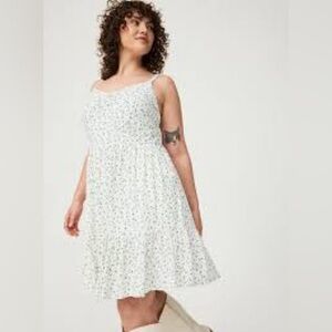 torrid White Floral Spaghetti-Strap Mini Dress